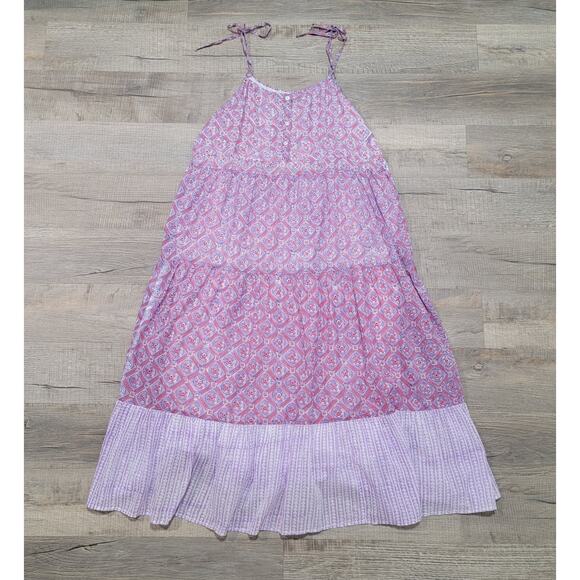 Clara The Label Size Large Alana Tiered Geometric Print Maxi Dress Purple *Read* - Picture 1 of 8